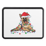 Christmas Lights German Shepherd Dog With santa  Hitch Cover