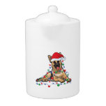 Christmas Lights German Shepherd Dog With santa  Teapot