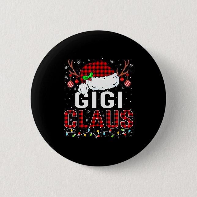Christmas Lights Gigi Claus Family Matching Xmas P Button (Front)