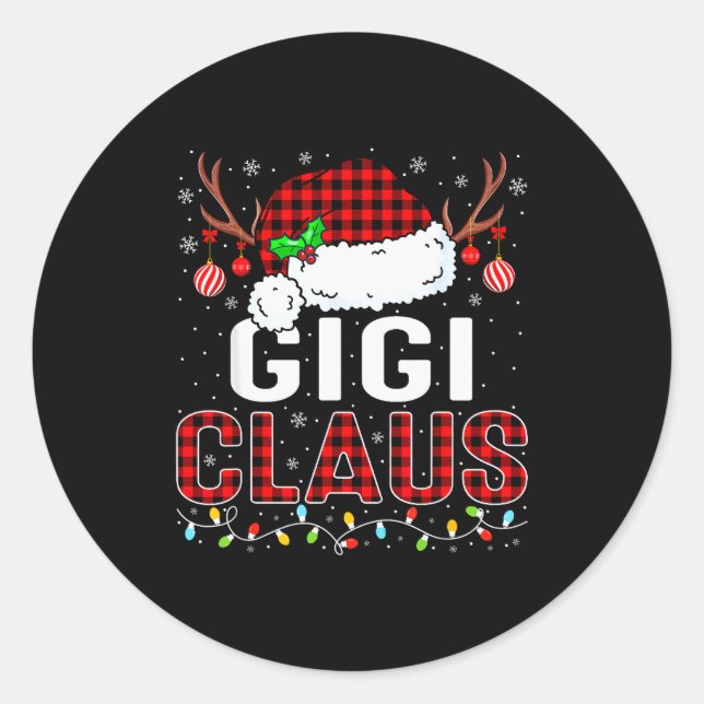 Christmas Lights Gigi Claus Family Matching Xmas P Classic Round Sticker (Front)