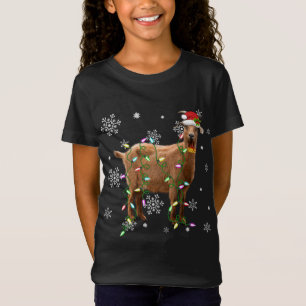 Christmas Lights Goat Lover Funny Santa Hat Xmas F T-Shirt