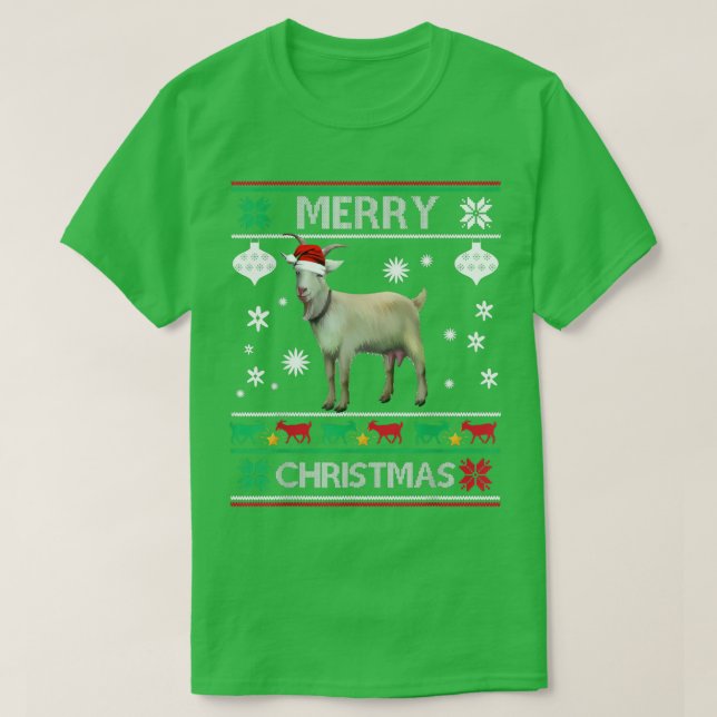 Christmas Lights Goat XMas Pajama  Merry Christmas T-Shirt (Design Front)