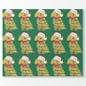 Christmas Lights Goldendoodle Wrapping Paper (Flat)