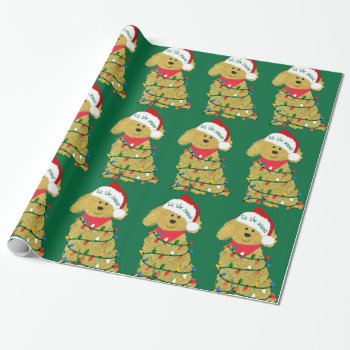 Christmas Lights Goldendoodle Wrapping Paper by the_doodle_dog at Zazzle