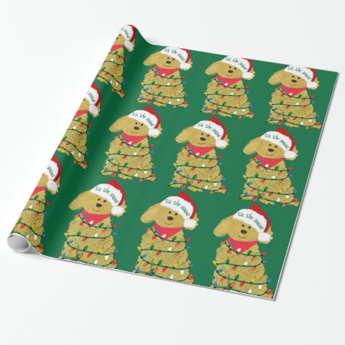 Christmas Lights Goldendoodle Wrapping Paper
