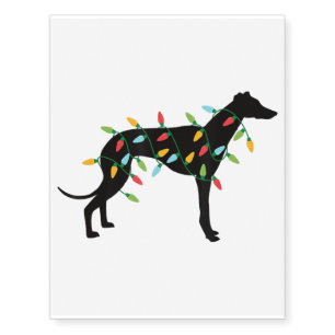 Christmas Lights Greyhound Cute Gifts Dog Lovers Temporary Tattoos