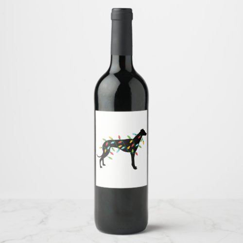 Christmas Lights Greyhound Cute Gifts Dog Lovers Wine Label