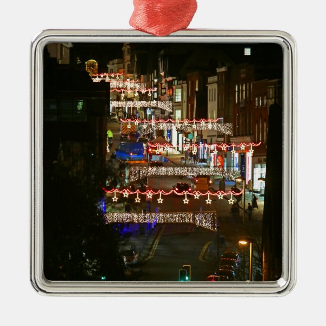 Christmas lights Guildford Metal Ornament (Front)