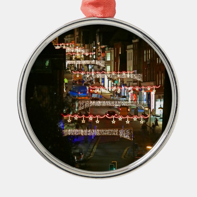 Christmas lights Guildford Metal Ornament (Front)