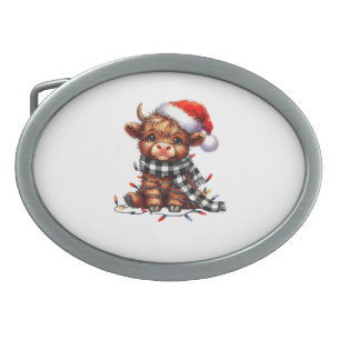 Christmas Lights Highland Cow Baby Christmas Light Belt Buckle