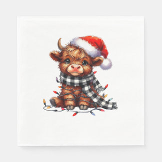 Christmas Lights Highland Cow Baby Christmas Light Napkins