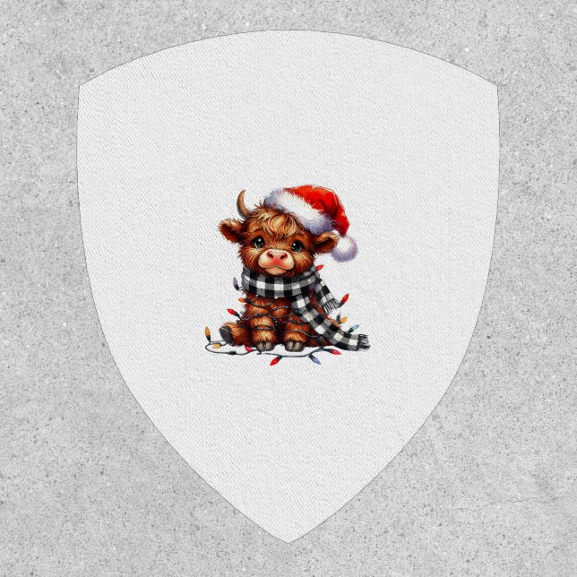 Christmas Lights Highland Cow Baby Christmas Light Patch (Front)