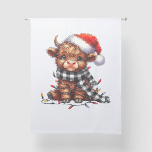 Christmas Lights Highland Cow Baby Christmas Light Sheer Curtains
