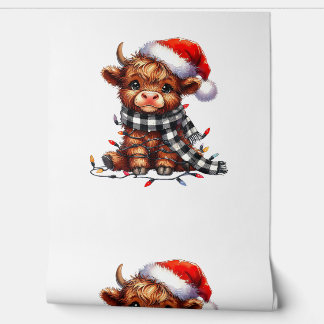 Christmas Lights Highland Cow Baby Christmas Light Wallpaper