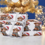 Christmas Lights Highland Cow Santa Hat Wrapping Paper<br><div class="desc">Christmas Lights Highland Cow Santa Hat</div>