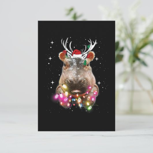 Christmas Lights Hippo Fiona Hippopotamus Lover (Standing Front)