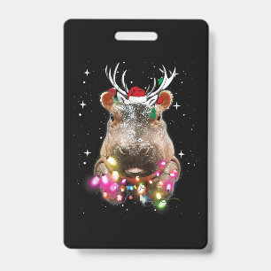Christmas Lights Hippo Fiona Hippopotamus Lover Badge