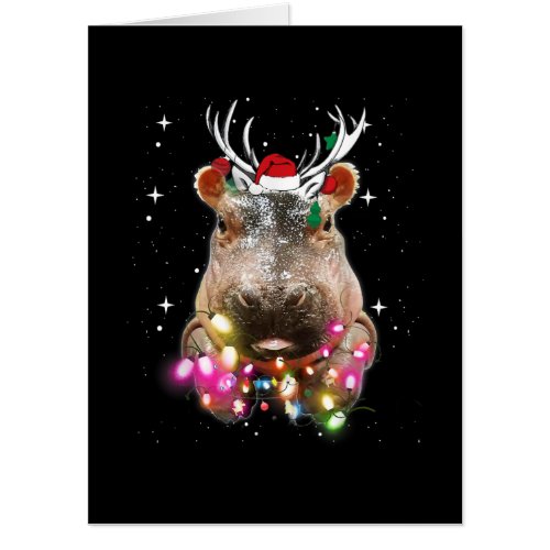 Christmas Lights Hippo Fiona Hippopotamus Lover Card