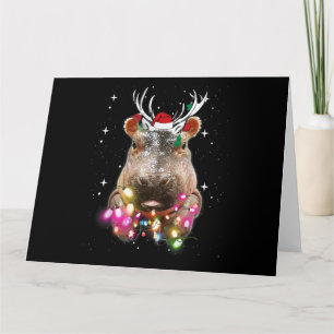 Christmas Lights Hippo Fiona Hippopotamus Lover Card