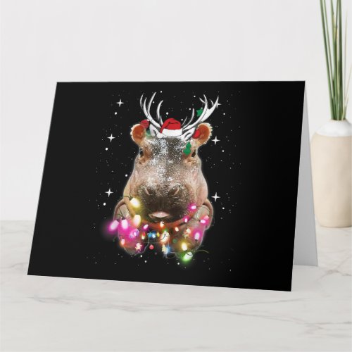 Christmas Lights Hippo Fiona Hippopotamus Lover Card