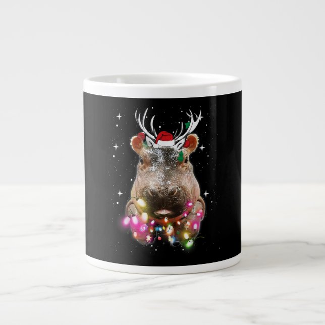 Christmas Lights Hippo Fiona Hippopotamus Lover Giant Coffee Mug (Front)