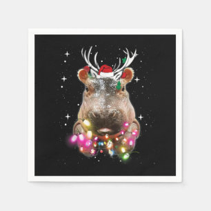 Christmas Lights Hippo Fiona Hippopotamus Lover Napkins