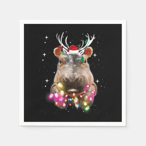 Christmas Lights Hippo Fiona Hippopotamus Lover Napkins