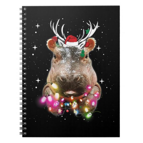 Christmas Lights Hippo Fiona Hippopotamus Lover Notebook