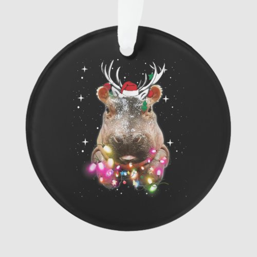Christmas Lights Hippo Fiona Hippopotamus Lover Ornament