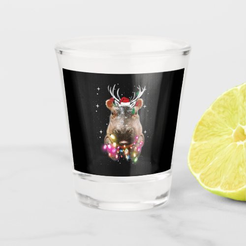 Christmas Lights Hippo Fiona Hippopotamus Lover Shot Glass