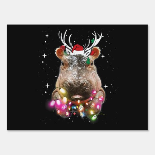 Christmas Lights Hippo Fiona Hippopotamus Lover Sign