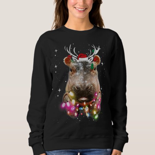 Christmas Lights Hippo Fiona Hippopotamus Lover Sweatshirt