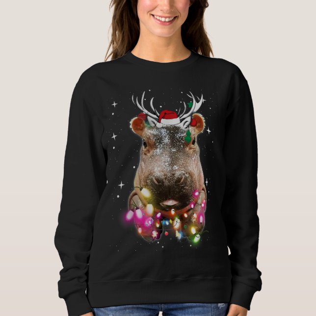 Christmas Lights Hippo Fiona Sweatshirt (Front)