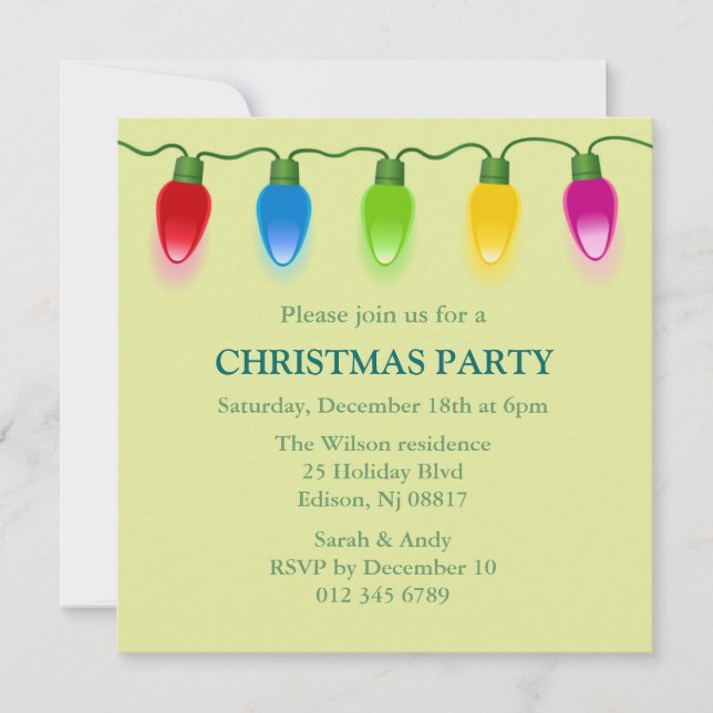 Christmas lights Holiday Invitation (Front)