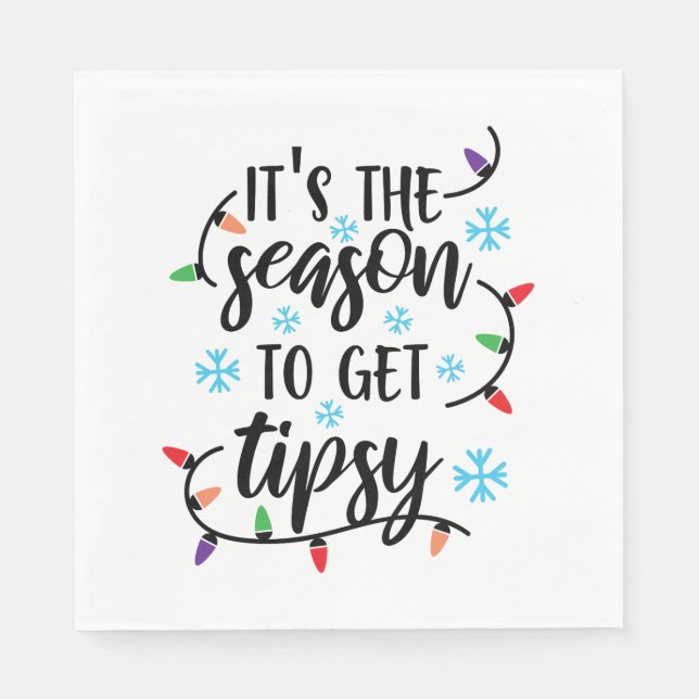 Christmas Lights, Holiday Quote Typography -Tipsey Napkins (Front)