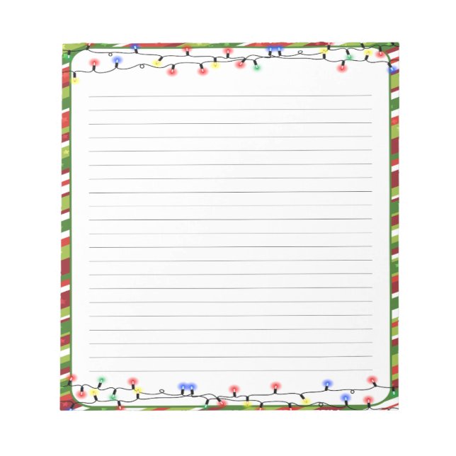 Christmas Lights Holidays Lined Notepad (Front)