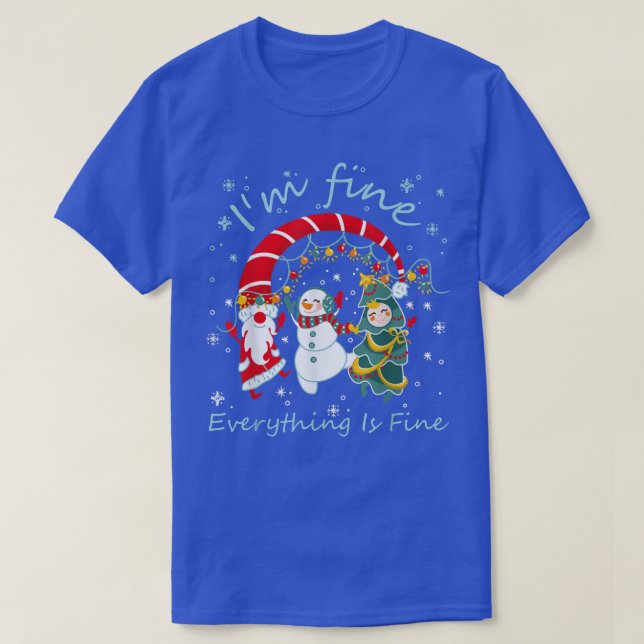 Christmas Lights I'm Fine Everything Is Fine Santa T-Shirt (Design Front)
