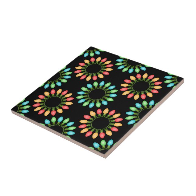 Christmas Lights in Colorful Circles Tile (Side)