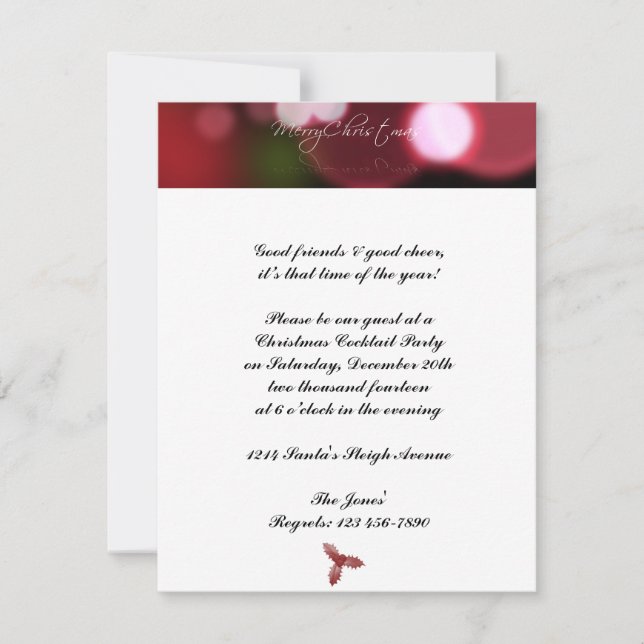 Christmas Lights in Red Invitation (Front)