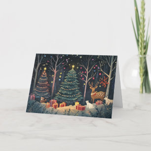 Christmas Lights in Snowy Woodland Card