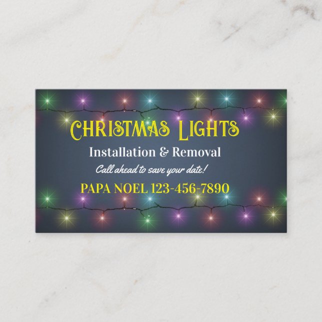 Christmas Lights Installation  Business Cards (Front)