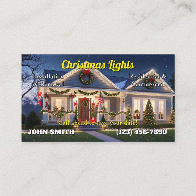 Christmas Lights Installation Business Cards (Front)
