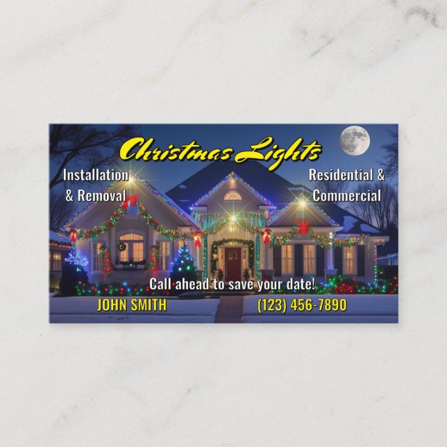 Christmas Lights Installation Business Cards (Front)