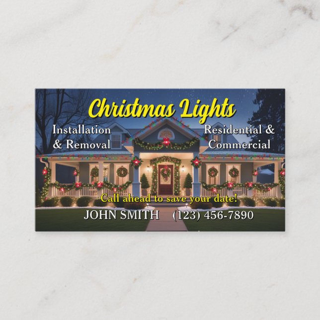 Christmas Lights Installation Business Cards (Front)