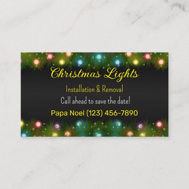 Christmas Lights Installation Business Cards (Front)