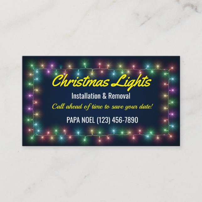 Christmas Lights Installation Business Cards (Front)