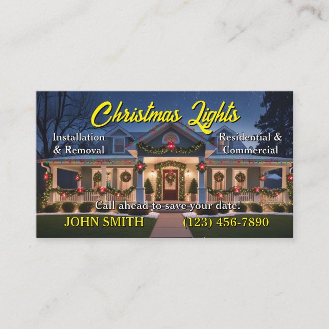 Christmas Lights Installation Business Cards (Front)