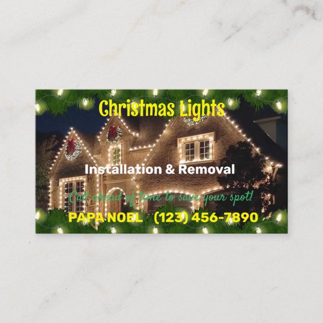 Christmas Lights Installation Business Cards (Front)
