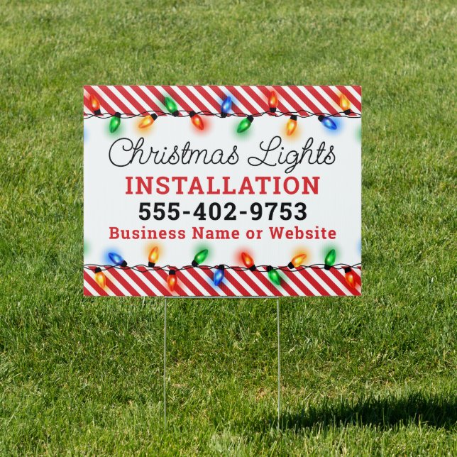 Christmas Lights Installation Red Custom Business Sign (Insitu)