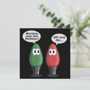Christmas Lights Joke Light Bulb Working Off On Holiday Card